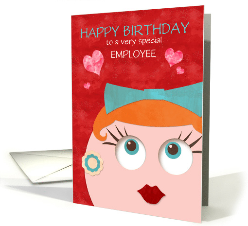 Birthday for Employee Fun and Funky Retro Lady Custom Text card