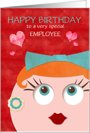 Birthday for Employee Fun and Funky Retro Lady Custom Text card