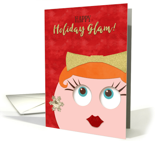 Business Christmas Holiday for Customers Glam Retro Redhead card