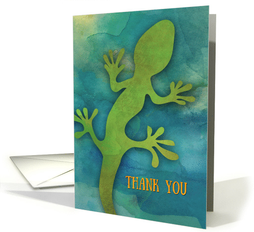 Thank You Reptile Pet Sitter Green Lizard Design on Blue card