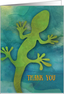 Thank You Reptile Pet Sitter Green Lizard Design on Blue card