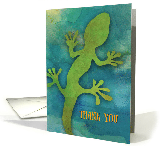 Thank You Reptile Veterinarian Green Lizard Design on Blue card