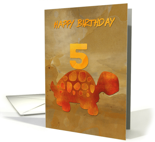 Happy 5th Birthday Cute Desert Tortoise and Number Five card (1488950)