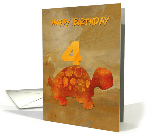 Happy 4th Birthday Cute Desert Tortoise and Number Four card (1488952)