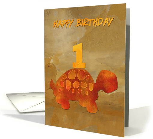 Happy 1st Birthday Cute Desert Tortoise and Number One card (1488958)