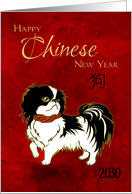 Chinese New Year of the Dog 2030 Traditional Chin Dog on Rich Red card