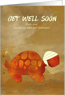Get Well Soon Ear Surgery Cochlear Implant with Tortoise Selfie Humor card