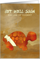 Get Well Soon Hip Surgery with Tortoise Selfie Humor card