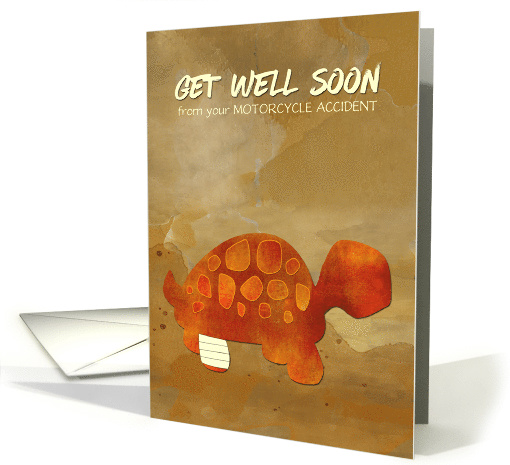 Get Well Soon Motorcycle Accident with Tortoise Selfie Humor card