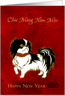 Vietnamese New Year Tet of the Dog 2030 Chin Dog on Rich Red card