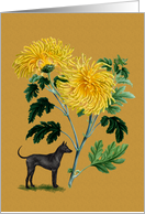 Vietnamese Any Occasion Card Yellow Chrysanthemums and Ridgeback Dog card