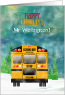 School Bus Driver Happy Holidays Thank you Add Name Yellow School Bus card