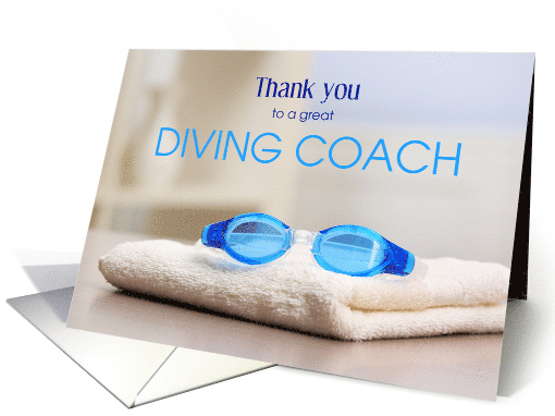 Diving Coach Thank you Swim Goggles on Towel card (1513500)