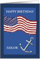 Sailor Birthday Anchor U.S. Military Naval Theme Custom Text card