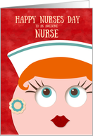 Happy Nurses Day Retro Nurse with Earrings and Red Lipstick card