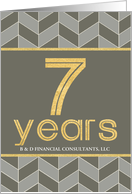 Employee 7th Anniversary Faux Gold on Grey Taupe Geometric Pattern card