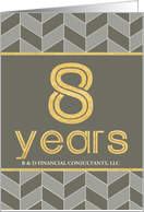 Employee 8th Anniversary Faux Gold on Grey Taupe Geometric Pattern card