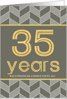 Employee 35th Anniversary Faux Gold on Grey Taupe Geometric Pattern card