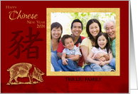 Chinese New Year 2031 of the Pig Custom Family Photo card