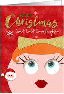 Great Great Granddaughter Holiday Glam Christmas Retro Redhead card