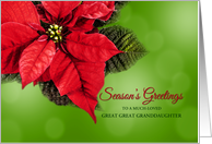 Great Great Granddaughter Poinsettia Season’s Greetings Custom Text card