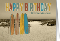 Surfing Happy Birthday for Brother in Law Vintage Longboards card