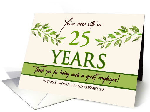 Employee 25th Anniversary Green Leaves Garden Theme Custom Year card