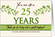 Employee 25th Anniversary Green Leaves Garden Theme Custom Year card