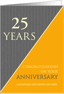 25th Employee Anniversary Gray Pinstripe with Custom Company Name card