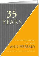 35 Years Custom Employee Anniversary Classic Gray Pinstripe Business card