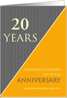 20 Years Custom Employee Anniversary Classic Gray Pinstripe Business card