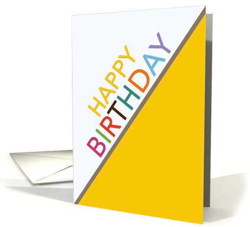 Business Use Happy Birthday Multicolor Letters White and Yellow card