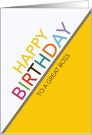Business Boss Birthday Multicolor Letters White and Yellow card
