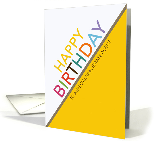 Business Real Estate Agent Birthday Colored Letters White... (1568034)
