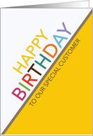 Business Customer Birthday Multicolor Letters White and Yellow card