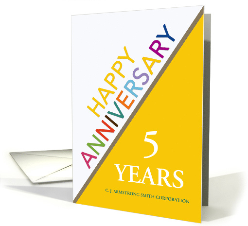 5 Years Custom Employee Anniversary Multicolor Letters Business card