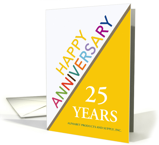 25 Years Custom Employee Anniversary Multicolor Letters Business card