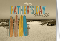 Father’s Day Hawaiian themed Surfing Aloha Kai with Vintage Longboards card