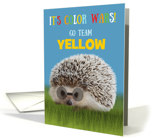 Custom Color Wars Yellow Summer Camp Hedgehog Sunglasses card