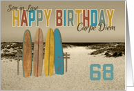 Son in Law Surfing 68th Any Age Birthday Carpe Diem Vintage Longboards card