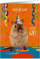 Son in Law 68th Birthday Shocked Gerbil in Party Hat Humor card