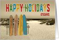 Grandson Custom Relation Christmas Happy Holidays Vintage Surfboards card