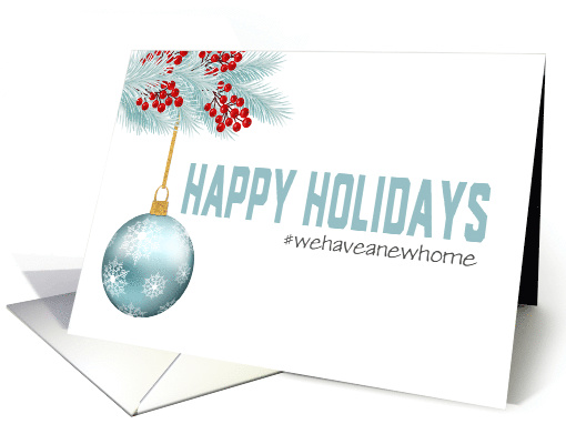 Happy Holidays From New Address Custom Hashtag Blue Ornament card