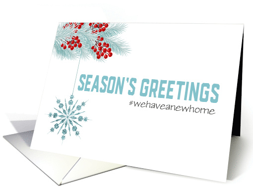 Season's Greetings From New Address Custom Hashtag Snowflake card