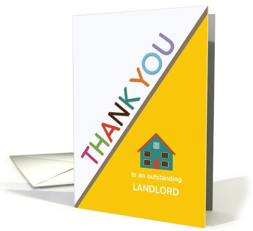 Thank you to Landlord Multicolor Letters and House Bright Yellow card