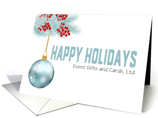 Happy Holidays Business Custom Name Ornament Evergreens card (1590716)