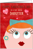 Daughter Hipster Retro Gal Valentine’s Day card