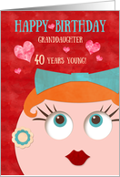 Granddaughter 40th Birthday Retro Gal with Lipstick and Earrings card