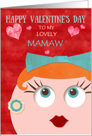 Mamaw Valentine’s Day Retro Gal with Lipstick and Earrings Custom card