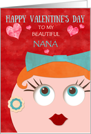 Nana Valentine’s Day Retro Gal with Lipstick and Earrings Custom card